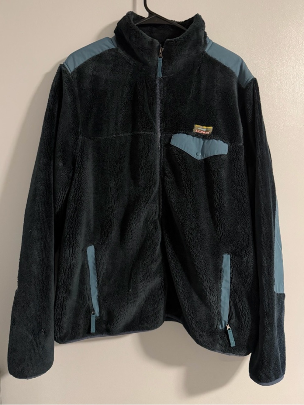L.L. Bean Black Fleece Jacket with Blue Trim